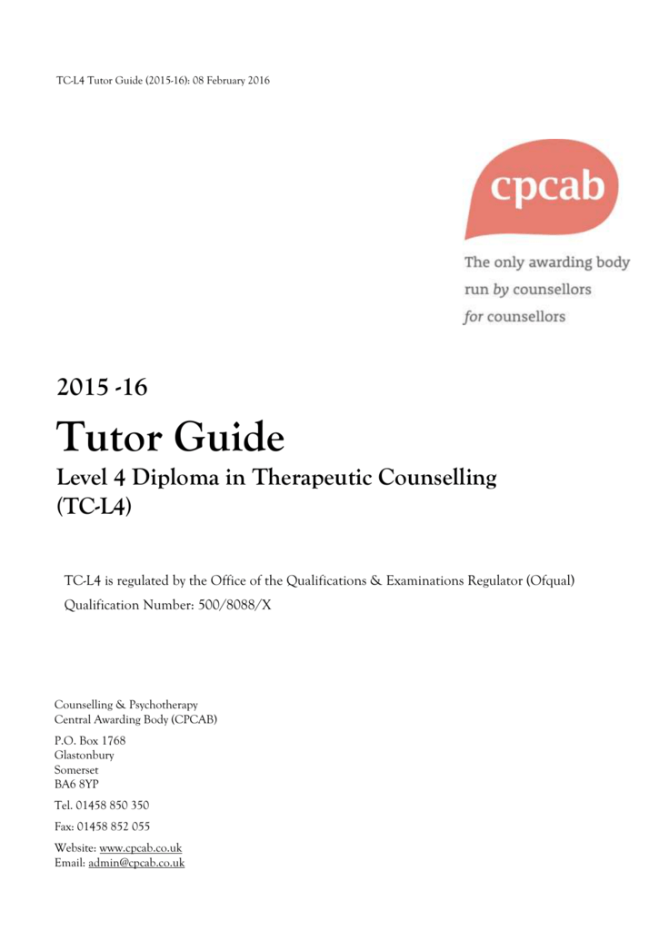 CPCAB Logo - TC L4 Tutor Guide