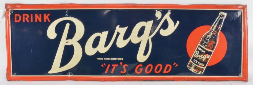 Barg's Logo - Drink Barg's Tin Litho Sign