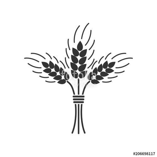 Sheaf Logo - Black isolated silhouette icon of sheaf of wheat on white background ...