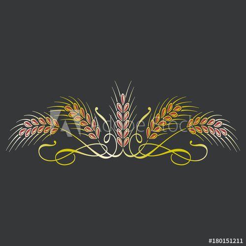 Sheaf Logo - Golden ripe wheat sheaf ears on black background. Decorative element ...