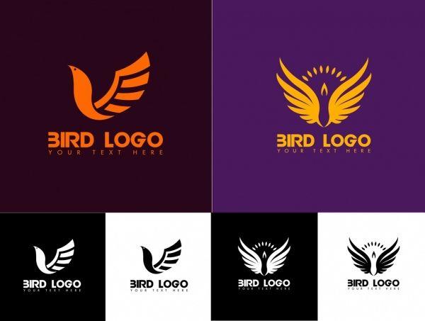 Decoration Logo - Bird logo sets wings decoration various sketch Free vector in Adobe ...