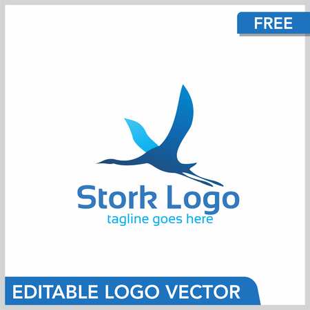 Egret Logo - Free Flying Stork Egret Vector Logo Design