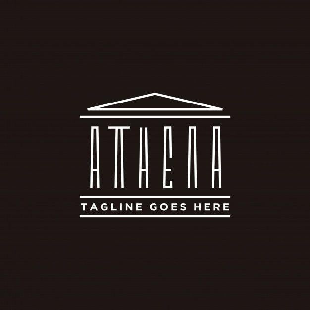 Greek Logo - Athena typography with greek historical building logo design Vector
