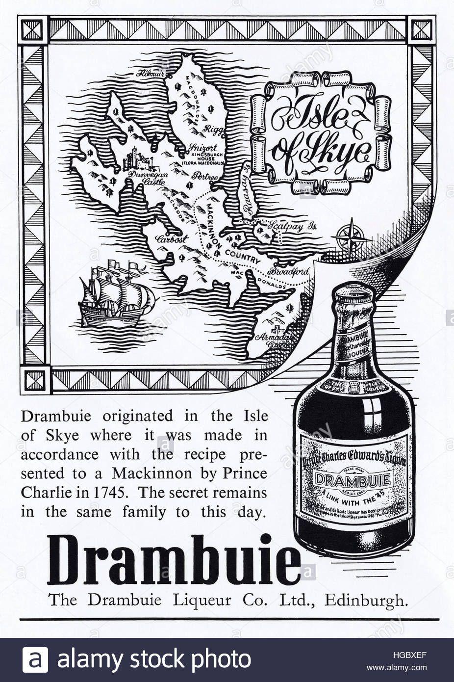 Drambuie Logo - 1950s advertising advert from original old vintage English magazine ...