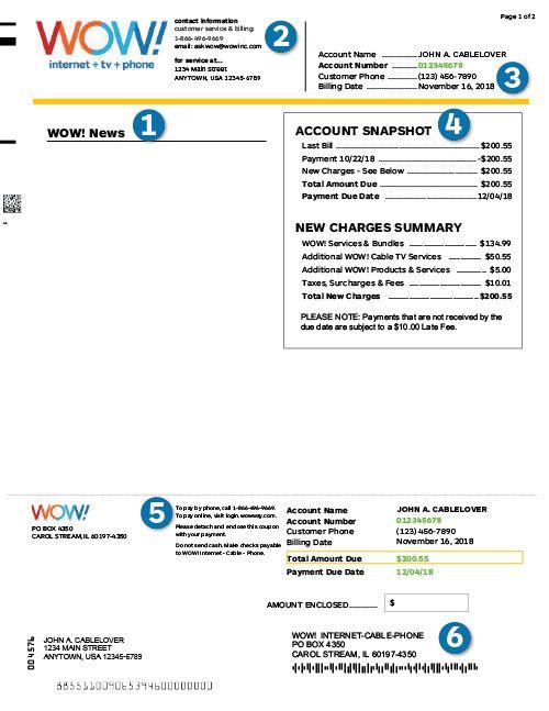 Wowway Logo - WOW! Internet Cable Phone - How to Read Your Bill