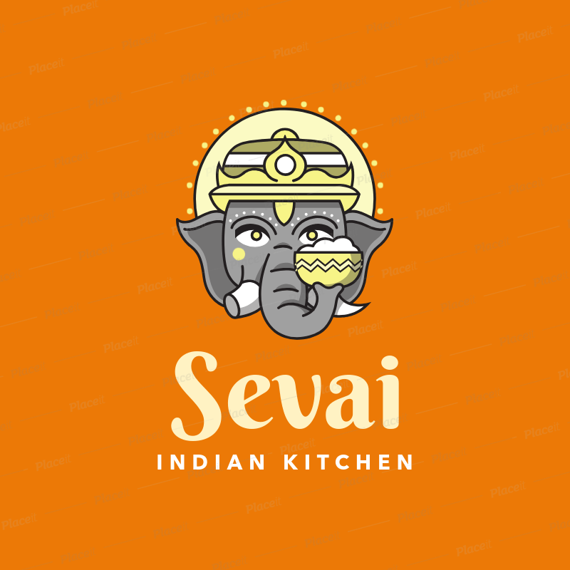 Ganesha Logo - Logo Maker for a Indian Kitchen with a Ganesha Graphic 1833b