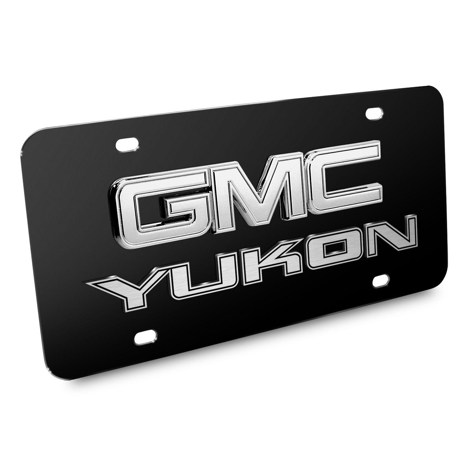 Yukon Logo - GMC Yukon 3D Logo Black Stainless Steel License Plate