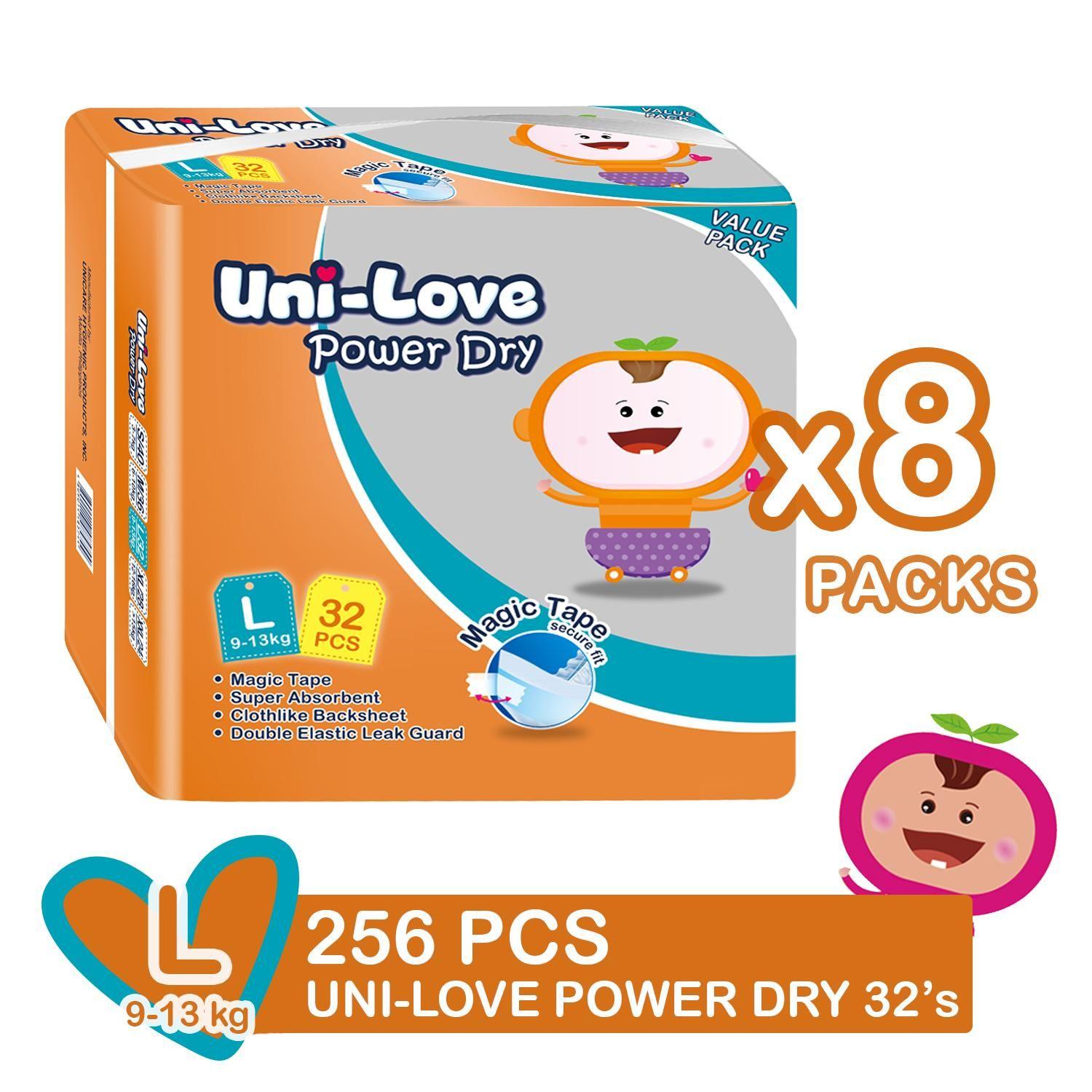 Unilove Logo - Uni Love Powerdry Baby Diaper 32's Pack Of 8 (Large)