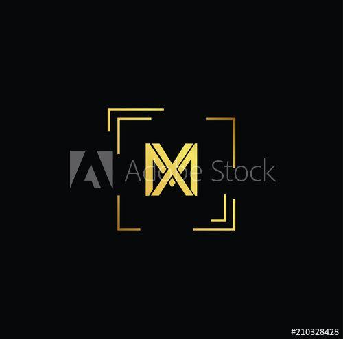 XM Logo - Initial Gold letter MX XM Logo Design with black Background Vector