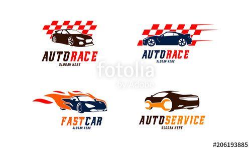 Automotive Service Logo - Set of Racing car Logo vector, Fast car Flame logo, Automotive
