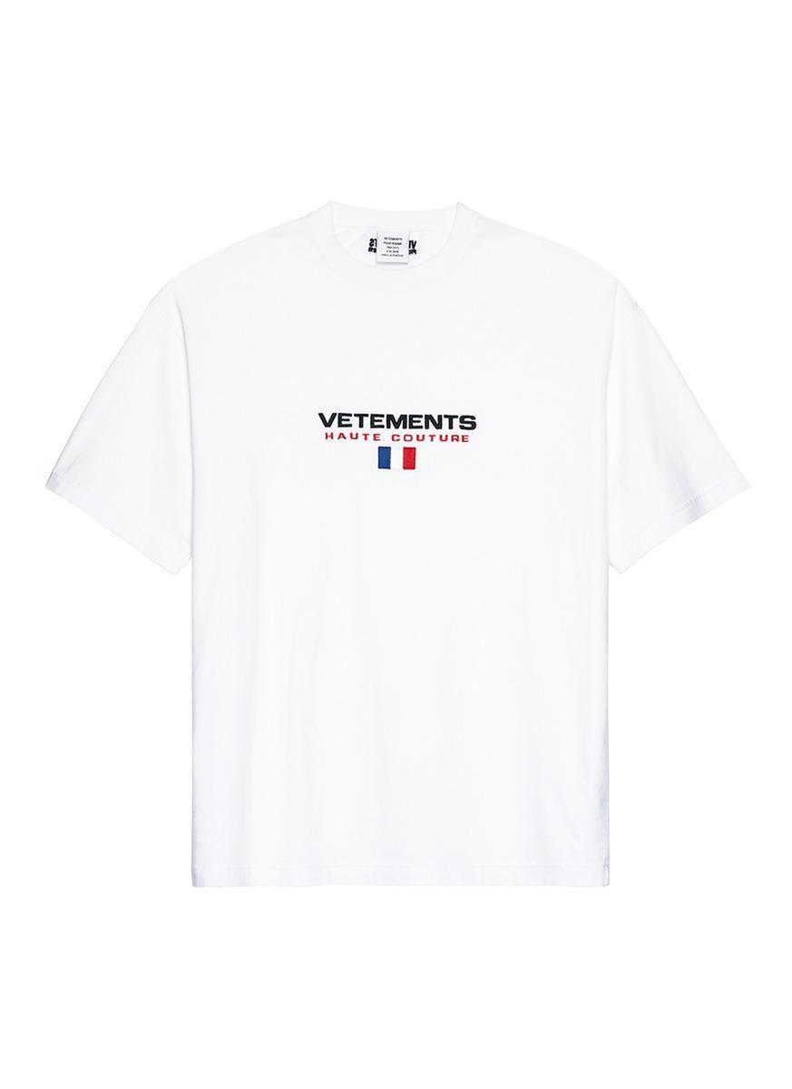 Vetements Logo - Vetements White Flag Logo Embroidered T-shirt for men
