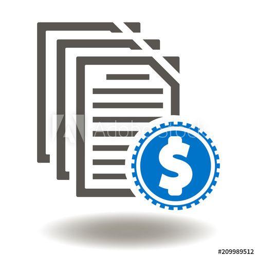 Invoice Logo - Document with dollar coin icon vector. Money Report Illustration ...