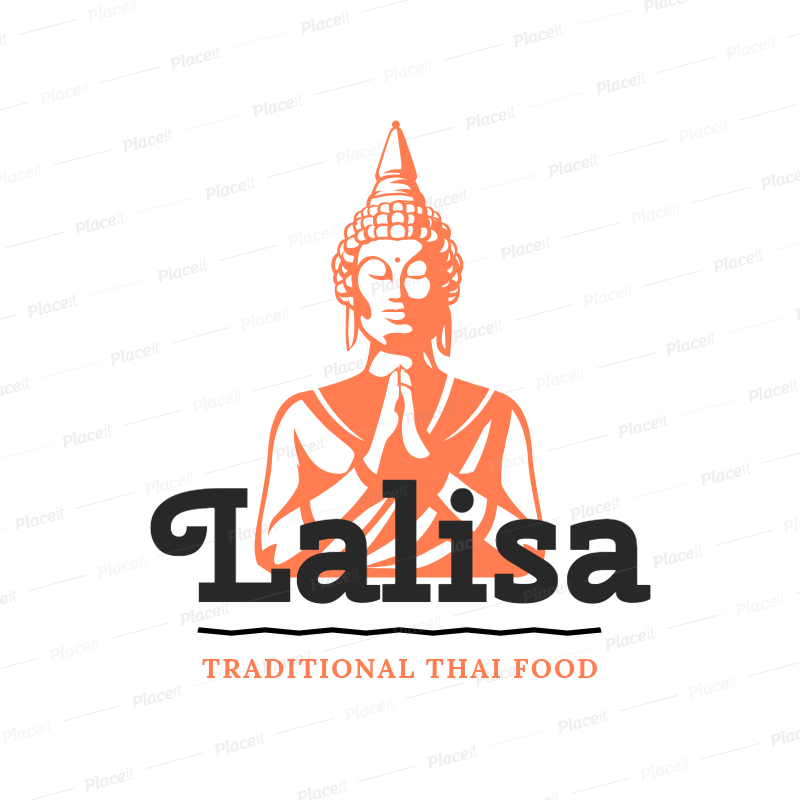 Buddha Logo - Logo Generator for a Traditional Thai Food Restaurant with a Buddha Clipart  1845e