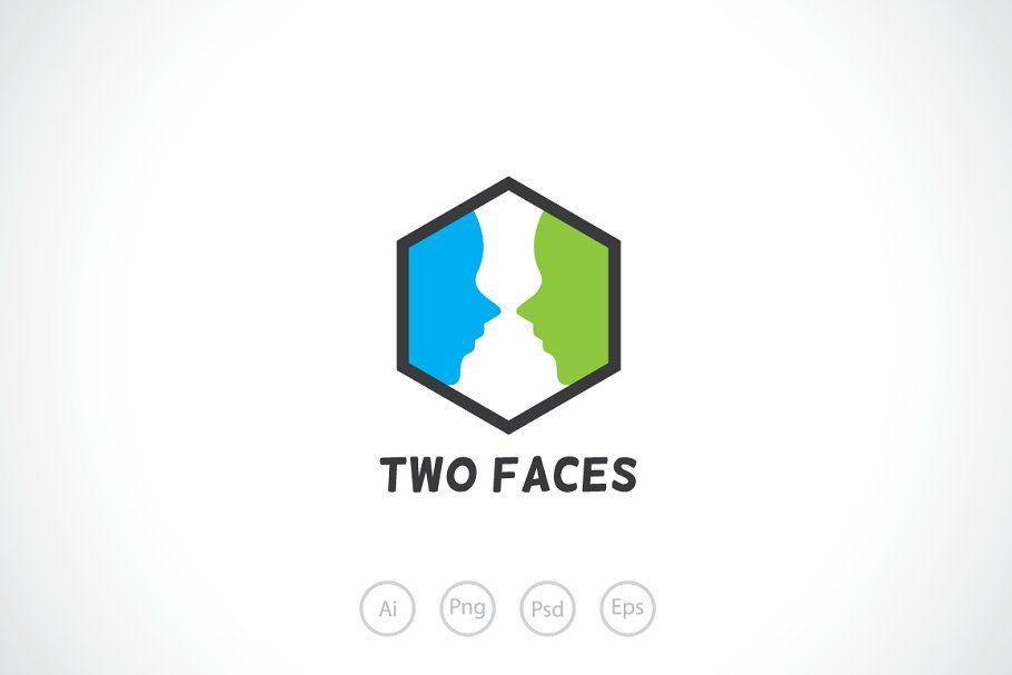 Faces Logo - Two Faces Logo Template ~ Logo Templates ~ Creative Market
