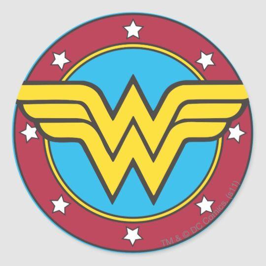 Wonderwoman Logo - Wonder Woman | Circle & Stars Logo Classic Round Sticker