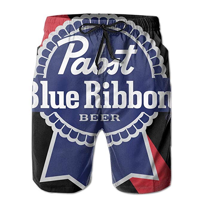 Pabst Logo - Men's Beach Shorts Pabst Blue Ribbon Beer Logo Summer Quick Dry Swimming  Pants