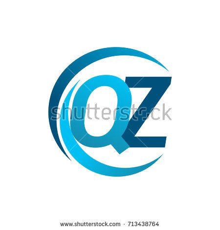 Qz Logo - initial letter QZ logotype company name blue circle and swoosh ...