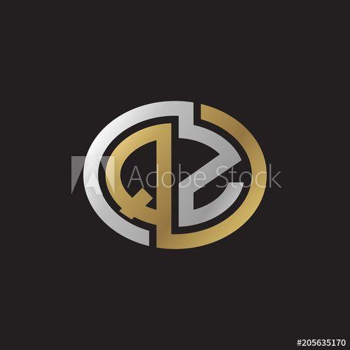 Qz Logo - Initial letter QZ, looping line, ellipse shape logo, silver gold
