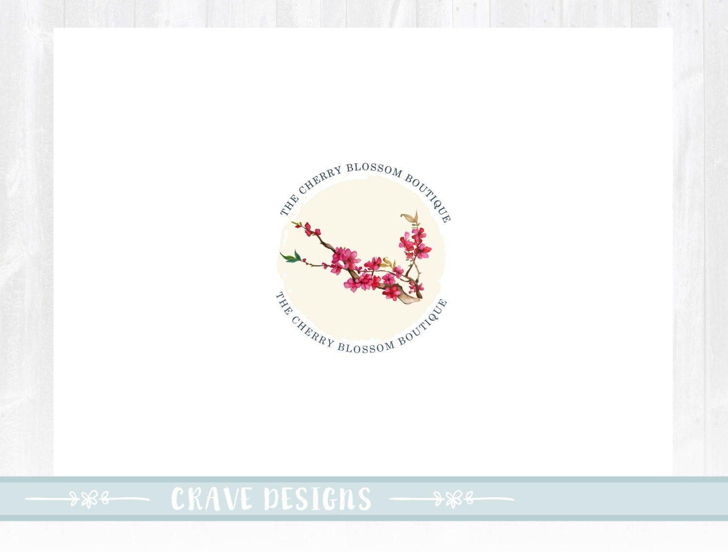 Artisan Logo - Cherry Blossom Logo, Photography Logo, Decor Logo, artisan Logo, Stamp  Logo,Watercolor Logo