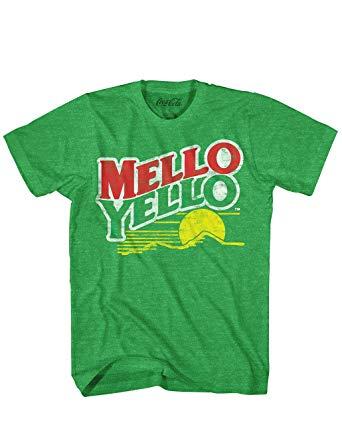 Appearl Logo - Coca-Cola Mello Yello Soda Pop Drink Funny Classic Vintage Mellow Yellow  Apparel Logo Men's Adult Graphic Tee T-Shirt