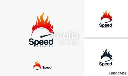 Speedometer Logo - Speed and Fast Logo designs vector with fire symbol, speedometer ...