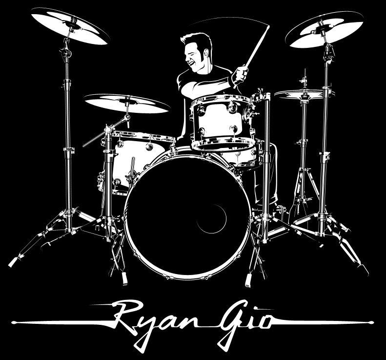 Drums Logo - Limited Edition Comfortable Drums T-Shirt - Drummer RYAN GIO - Guys & Girls  drumming shirts!