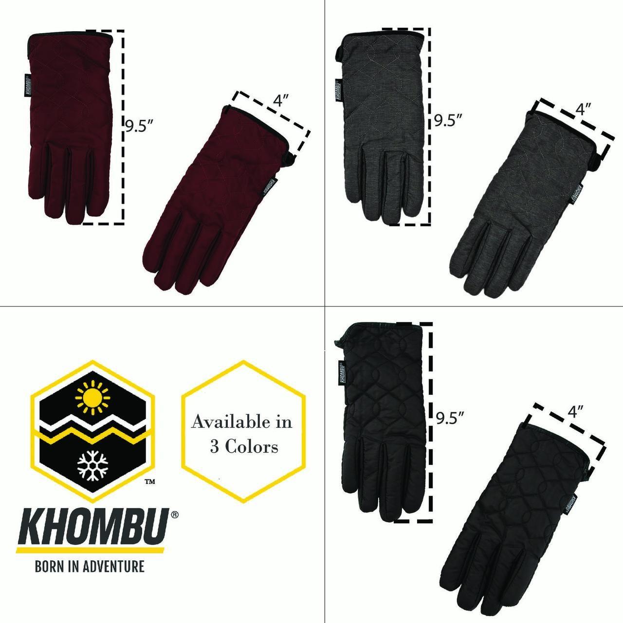 Khombu Logo - Khombu Womens Quilted Commuter Gloves with Touch Fingers and Cozy Lining