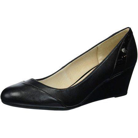 LifeStride Logo - Lifestride Womens Dreams Round Toe Wedge Pumps, Black, Size 6.0