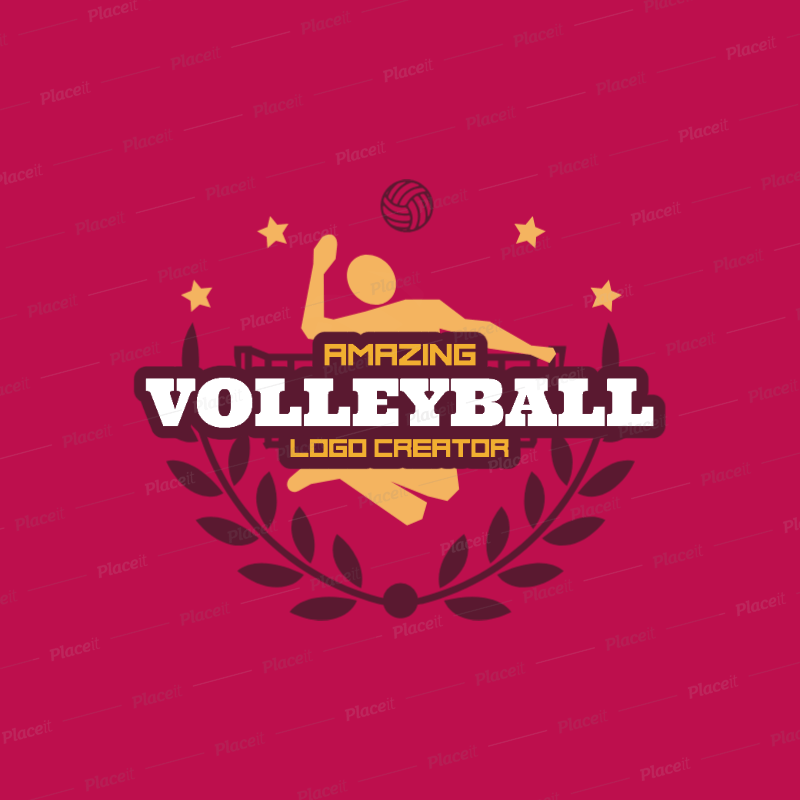 Laurel Logo - Logo Maker with Badge and Laurel Wreath for a Volleyball Logo 1512c