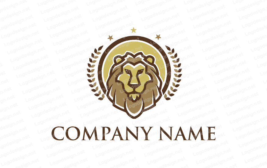 Laurel Logo - line style lion emblem with laurel. Logo Template by LogoDesign.net