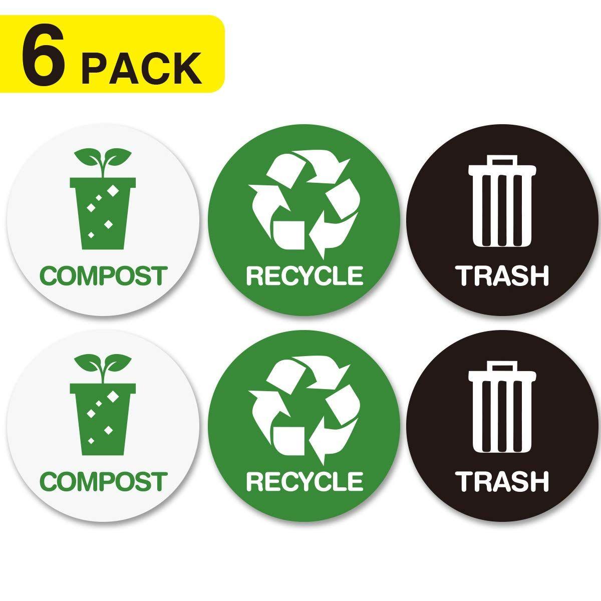 Bin Logo - Amazon.com: Recycle and Trash bin Logo Stickers - Recycle Sticker ...
