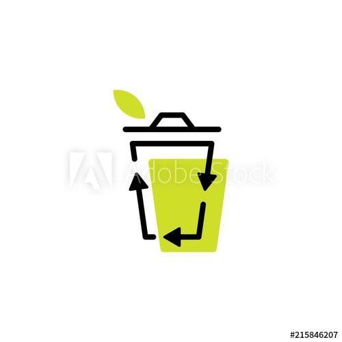 Bin Logo - recycle bin leaf organic logo icon organic line outline monoline
