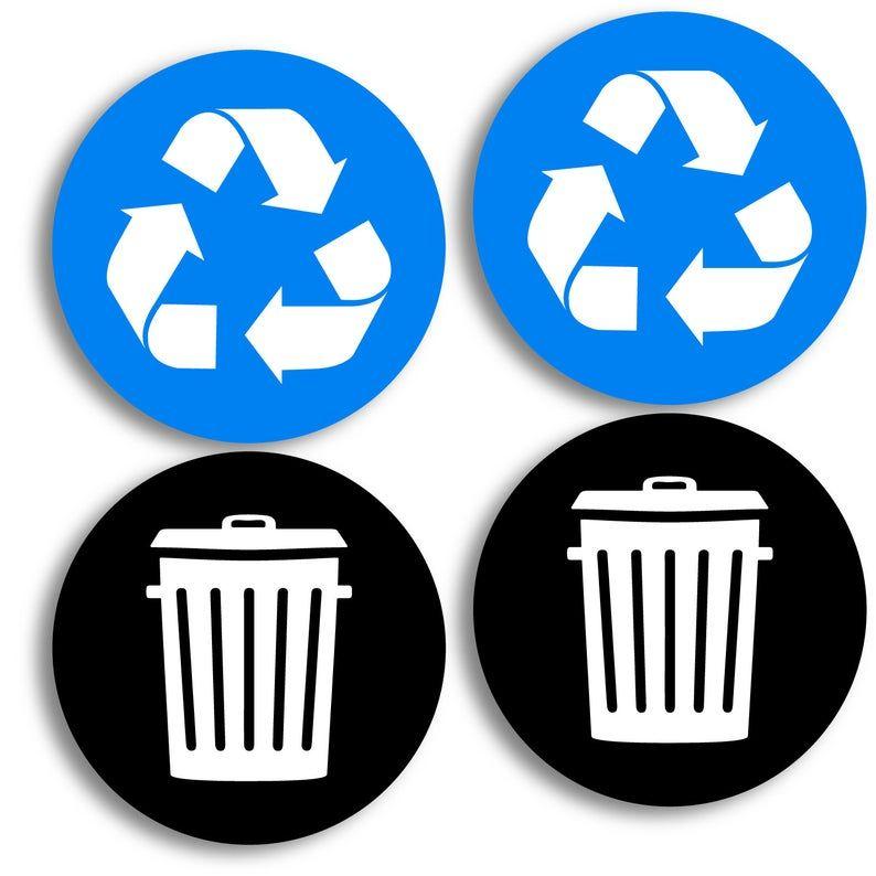 Bin Logo - Recycle and Trash bin Logo Stickers (4 Pack) 4in x 4in - for Metal or  Plastic Garbage cans, containers and Bins - Premium Decal 2567