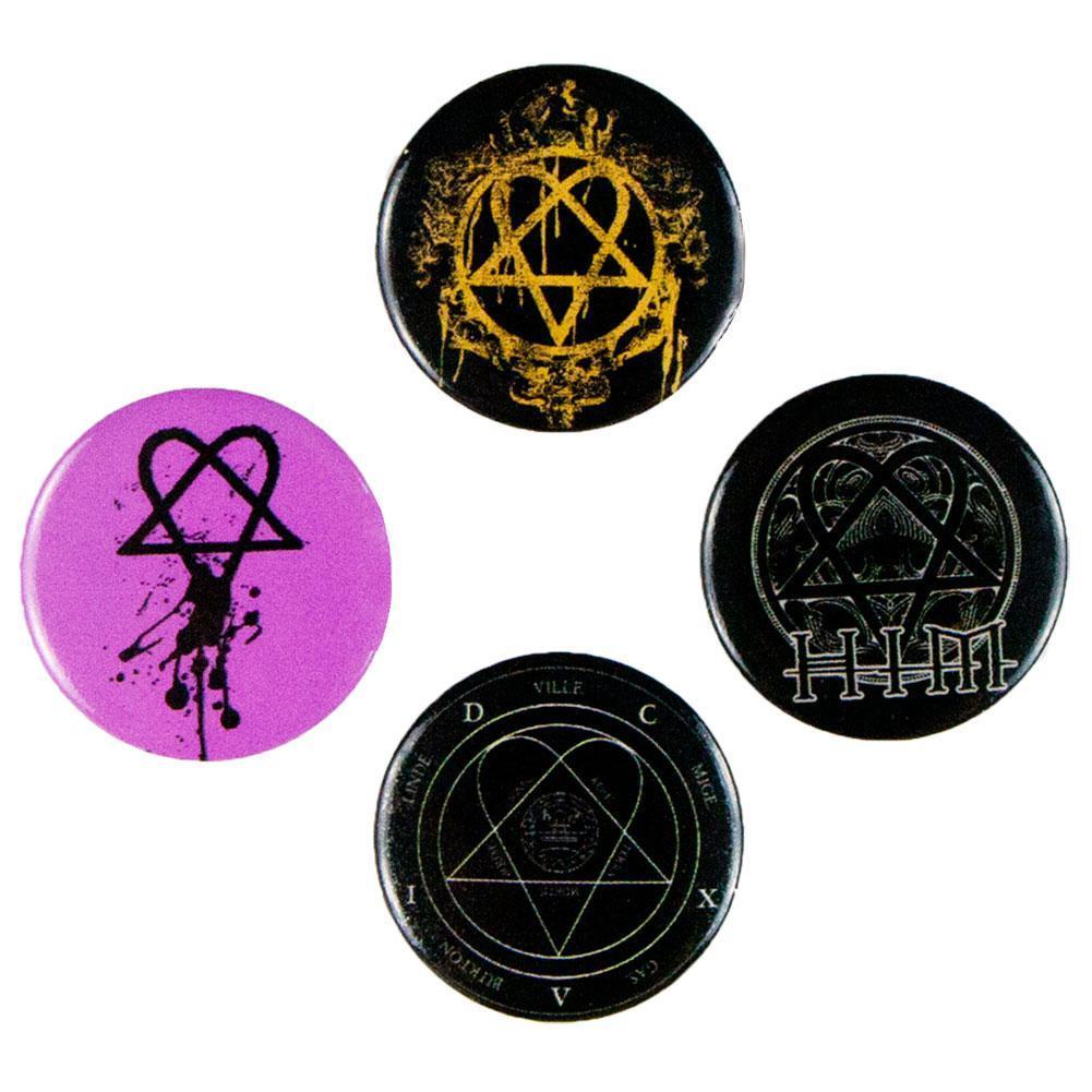 Heartagram Logo - HIM Logos Set of 4 Pins
