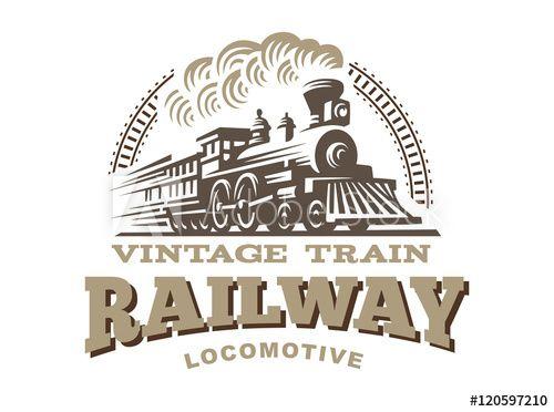 Locomotive Logo - Locomotive logo illustration, vintage style emblem this stock