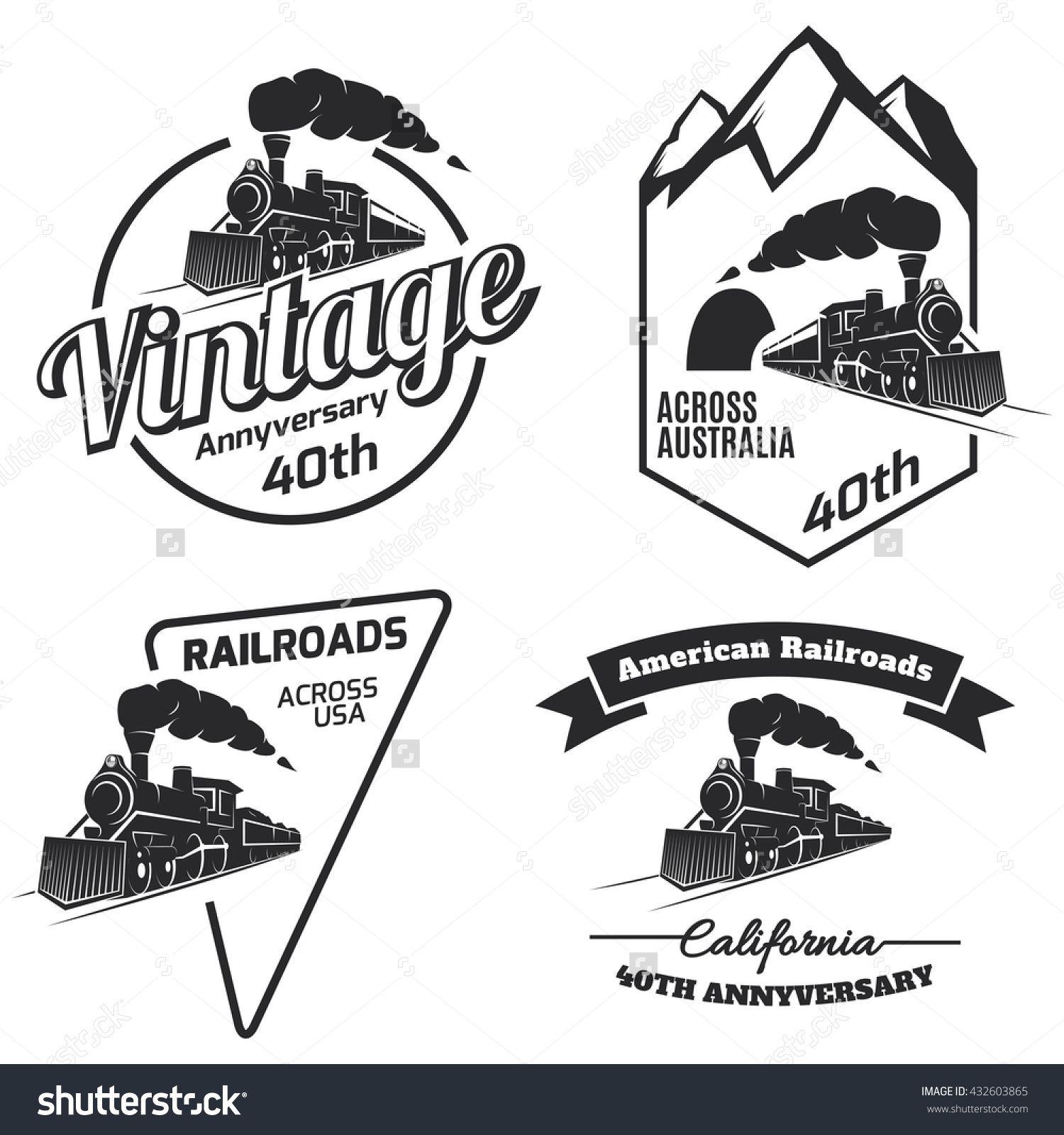 Locomotive Logo - Set of retro train logo, emblems and icons isolated on white ...