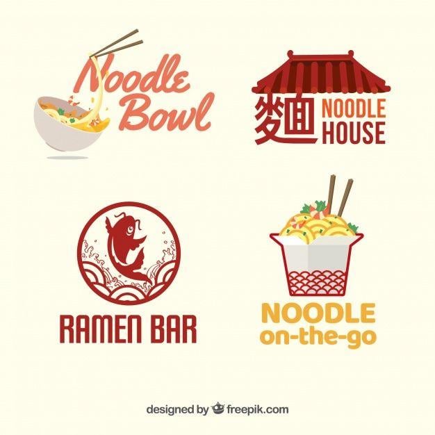 Noodles Logo - Set of noodles restaurant logos Vector