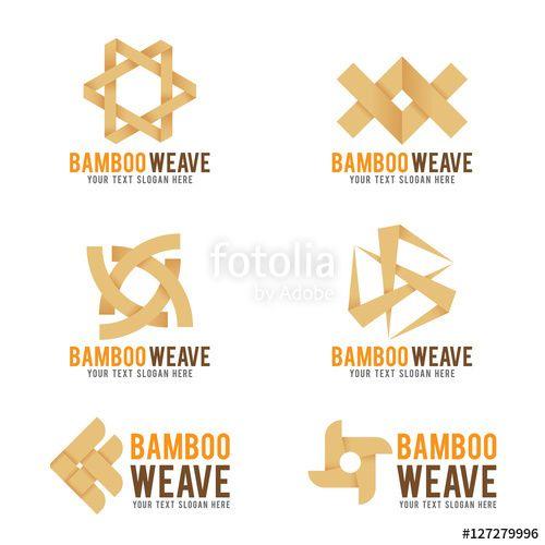 Weaving Logo - Bamboo weave logo vector illustration set design