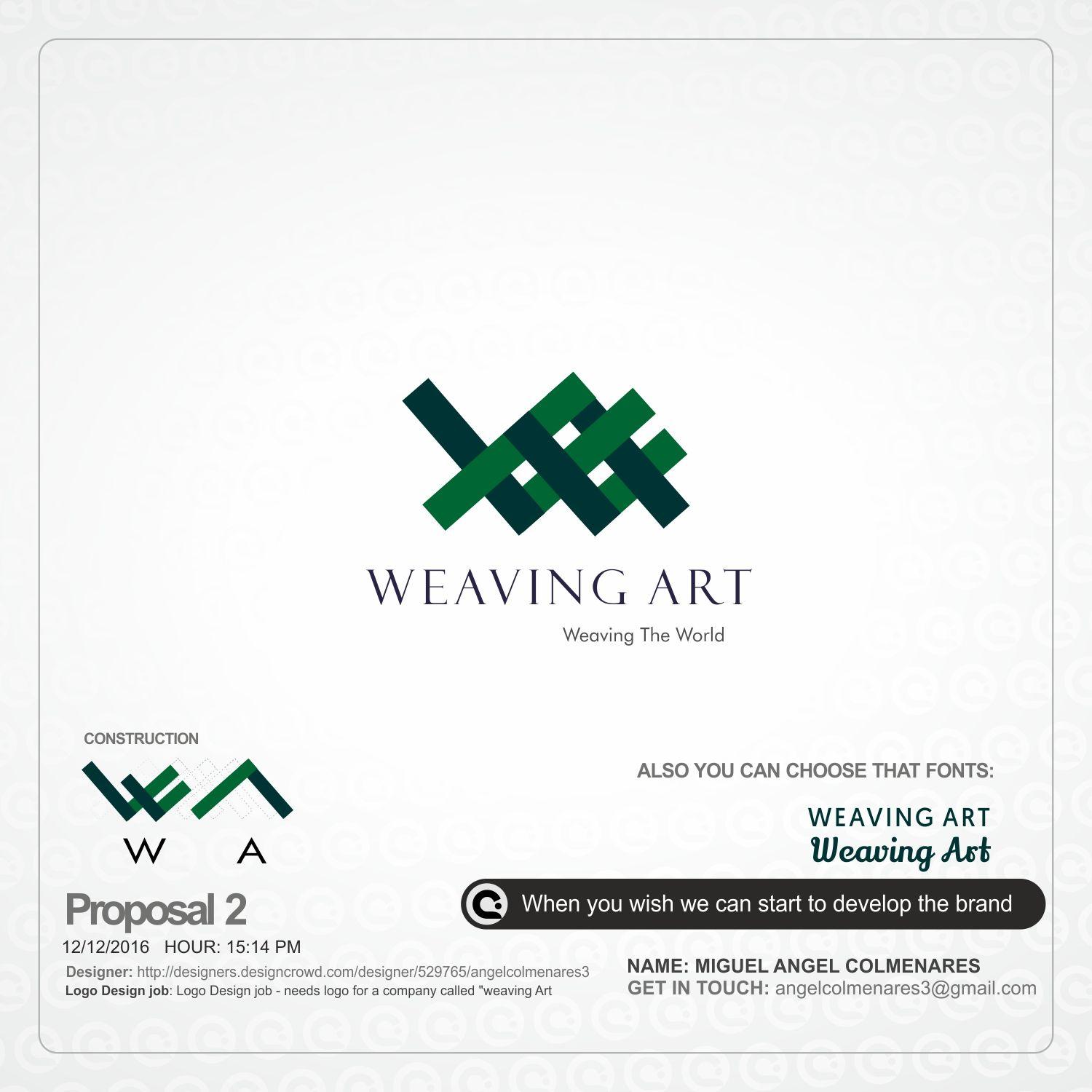 Weaving Logo - Elegant, Serious, Textile Logo Design for WA - Weaving Art (usining ...