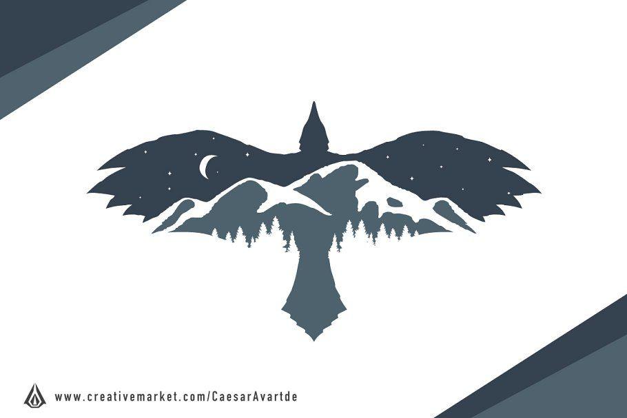 Raven Logo - Raven Mountain Logo Template