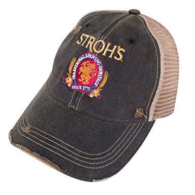 Strohs Logo - Stroh's Beer Logo Retro Brand Washed Mesh Trucker Hat at Amazon ...