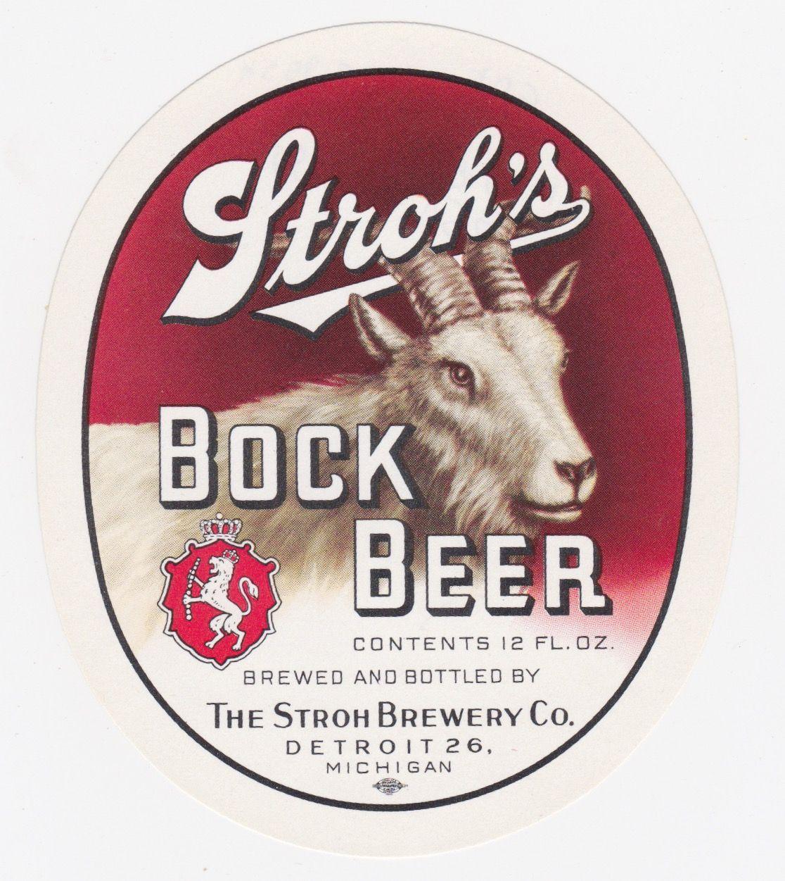 Strohs Logo - Stroh's Bock Beer Label