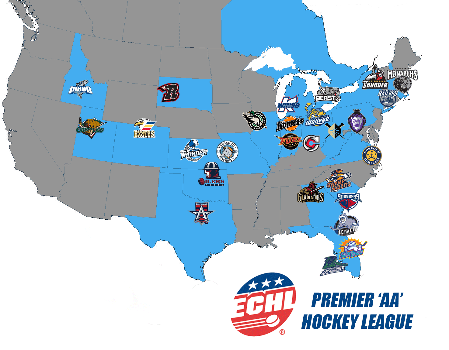 ECHL Logo - 2017 18 ECHL Map Americans Hockey Club