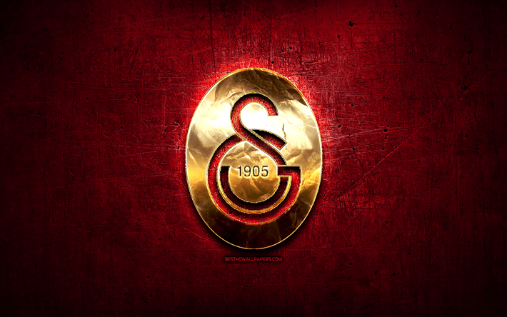 Galatasaray Logo - Download wallpaper Galatasaray FC, golden logo, Super Lig, purple