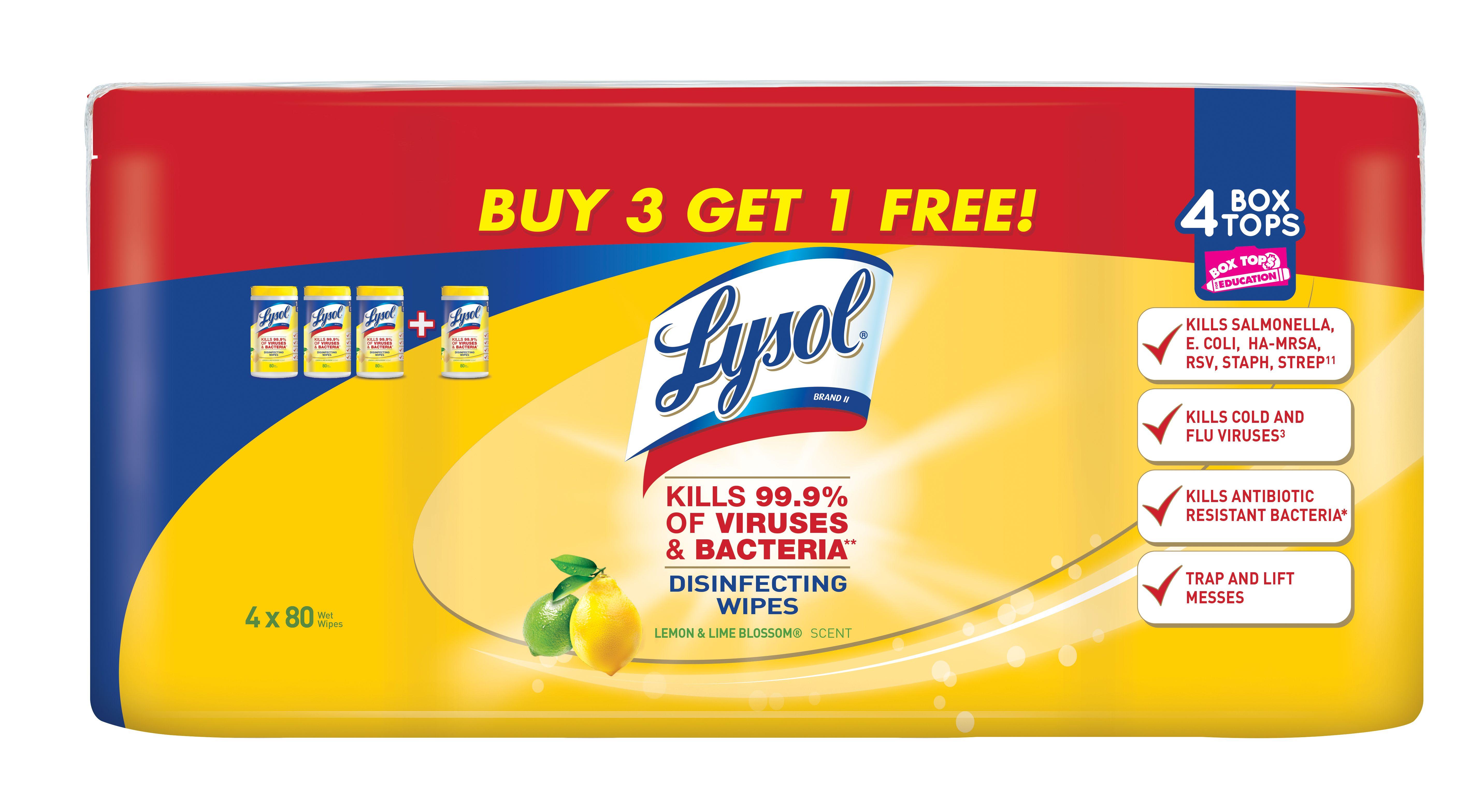 Lysol Logo - Lysol Disinfecting Wipes, Lemon & Lime Blossom, Buy 3 Get 1 Free, 320ct  (4x80ct)