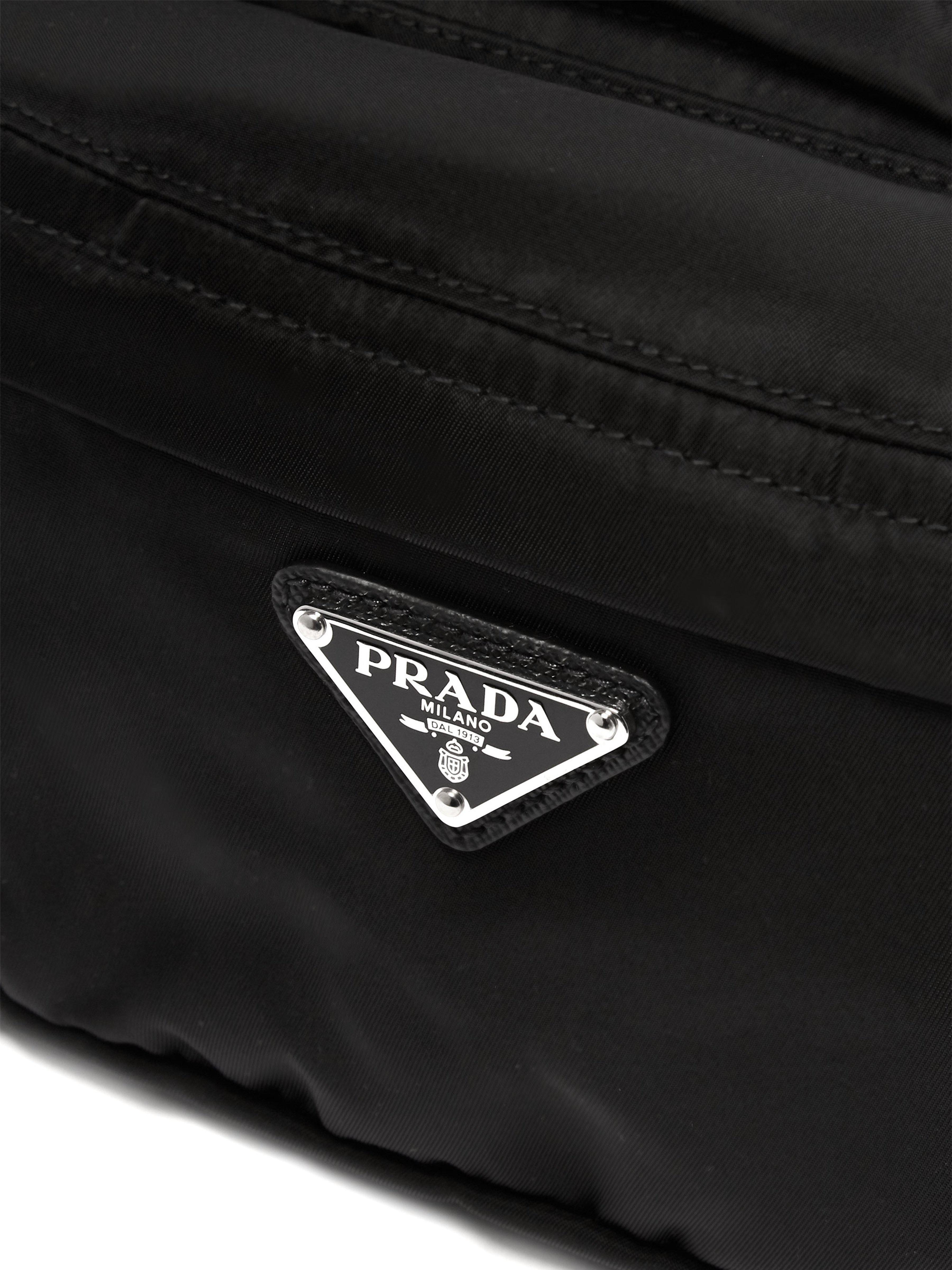 Black and White Triangle Logo - Prada Triangle Logo Belt Bag in Black for Men