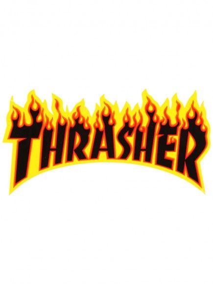 Flames Logo - Thrasher Flame Logo Medium Sticker Black/Yellow