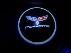 C6 Logo - LED Door Projector Courtesy Puddle Lights w/ C6 Logo for 2005-2013 C6  Corvette