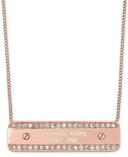 Macys.com Logo - Michael Kors Pavé Crystal Logo Plate Necklace, First At Macy's