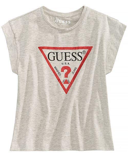 Macys.com Logo - GUESS Big Girls Cropped Logo T-Shirt & Reviews - Shirts & Tees ...